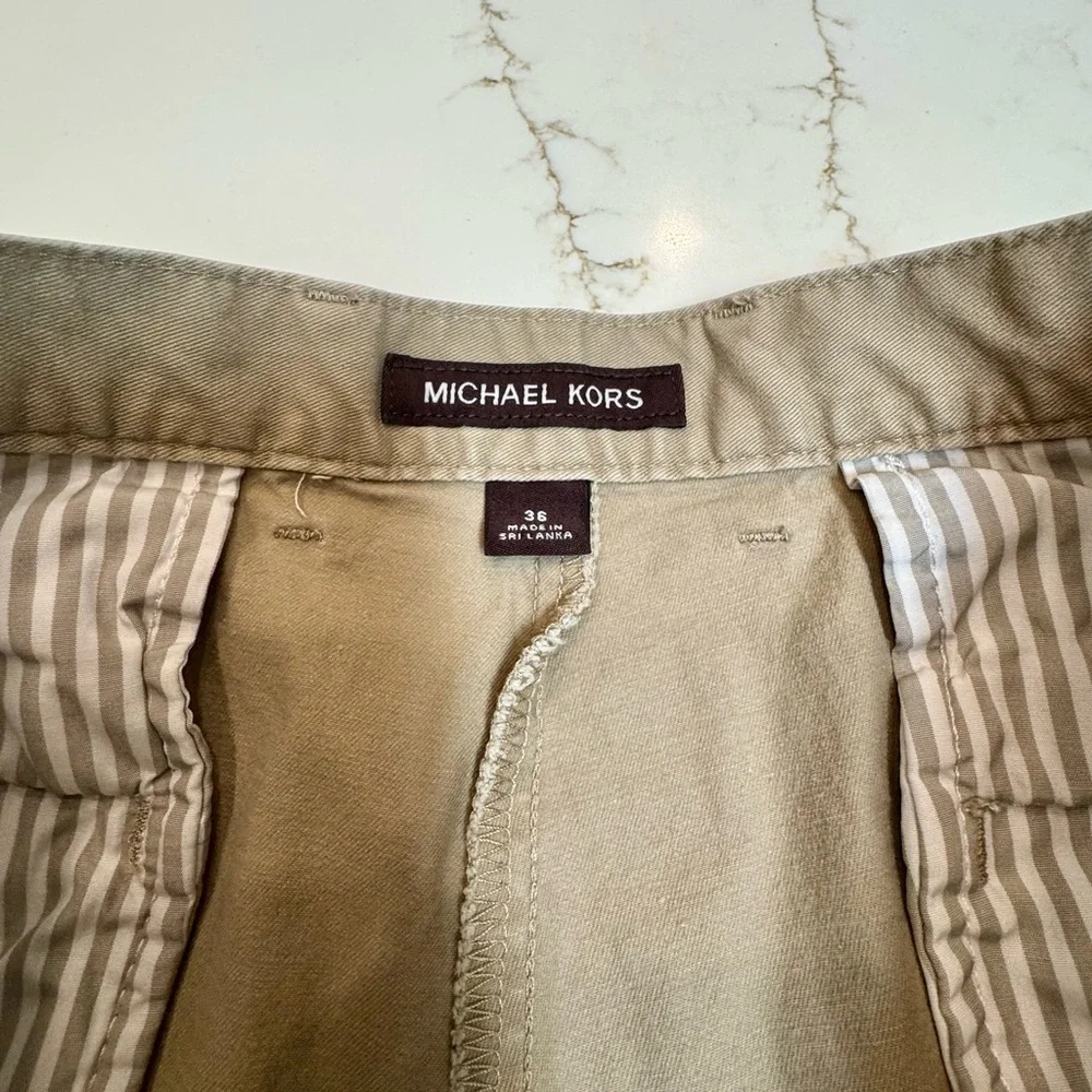 Michael Kors Men's Khaki Flat Front Shorts - Picture 2 of 5